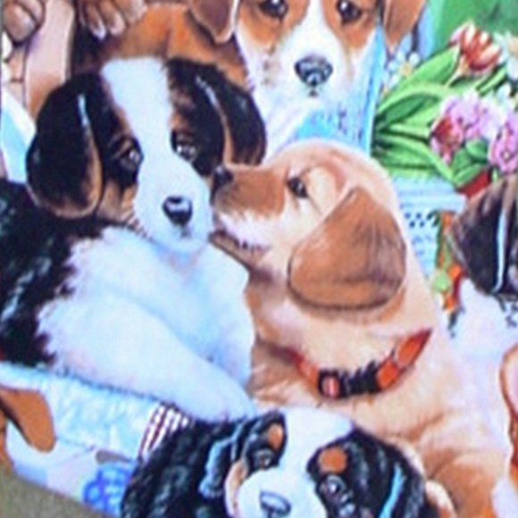 CUTE PUPPIES CHRISTMAS STOCKING HANDMADE HOLIDAY PUPPY DOG 100% COTTON LINED - Picture 4 of 5